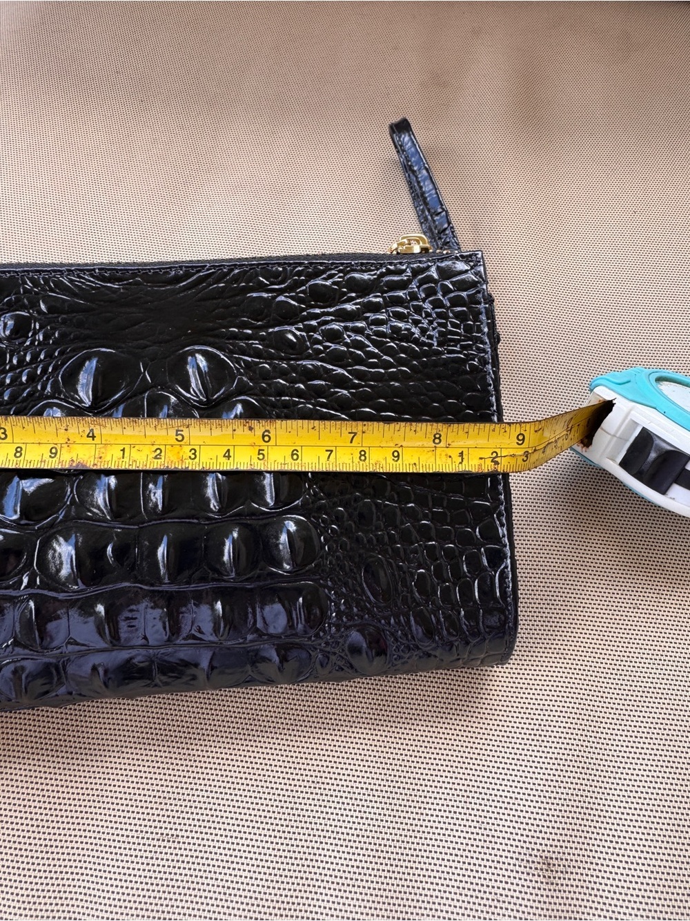 Brahmin Black Melbourne Croc Embossed Leather Wristlet Clutch Zip Pouch - Picture 10 of 14